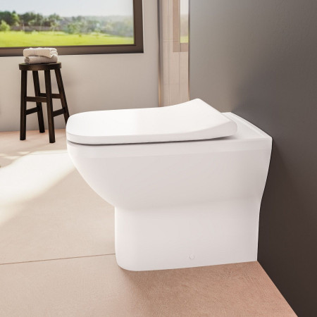 7085B003-0075 VitrA Integra Square Rimless Back to Wall WC Pan and Seat Bathroom Setting