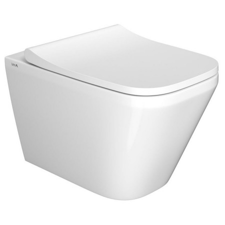 VitrA Integra Square Rimless Hidden Fix Wall Hung WC Pan and Seat