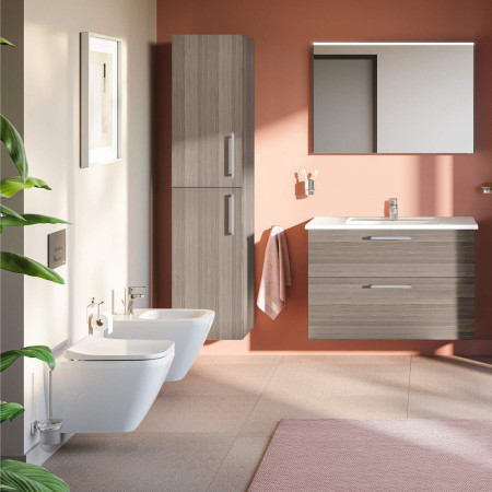 7083B003-0288 VitrA Integra Square Wall Hung White with Brown Furniture
