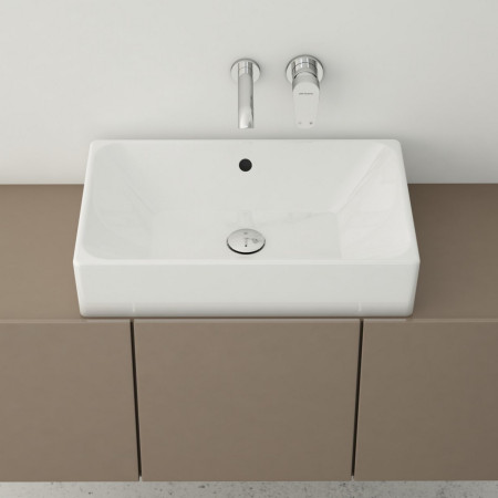 7436B003-0012 VitrA Nuo Square 500mm Countertop Basin with Wall Mounted Chrome Basin Mixer