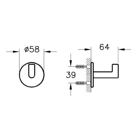 A4488429 VitrA Origin Soft Copper Bathroom Hook Dimensions