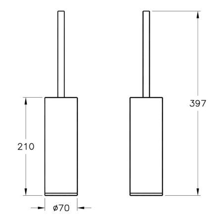 A4489329 VitrA Origin Soft Copper Freestanding Toilet Brush Holder Dimensions
