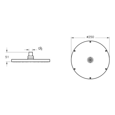 A4563834 VitrA Origin Brushed Nickel Round 250mm Fixed Shower Head Dimensions