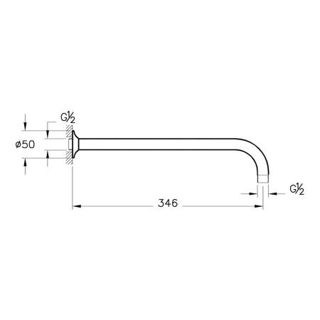 A4565274 VitrA Origin Soft Gold Wall Mounted Long Shower Arm Dimensions