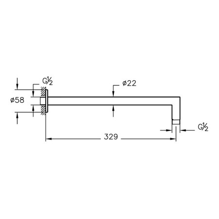 A4263136WTC VitrA Origin Matt Black Wall Mounted Shower Arm Dimensions