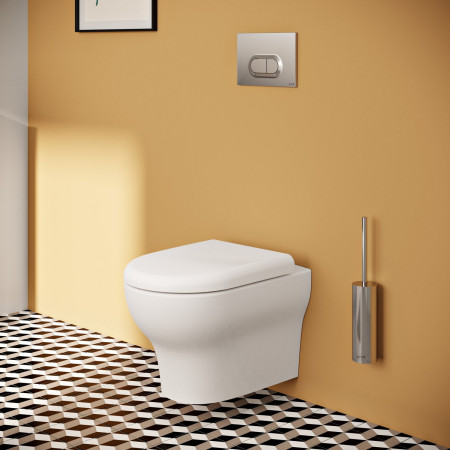 A44894 VitrA Origin Chrome Wall Mounted Toilet Brush Holder with Wall Hung WC Pan