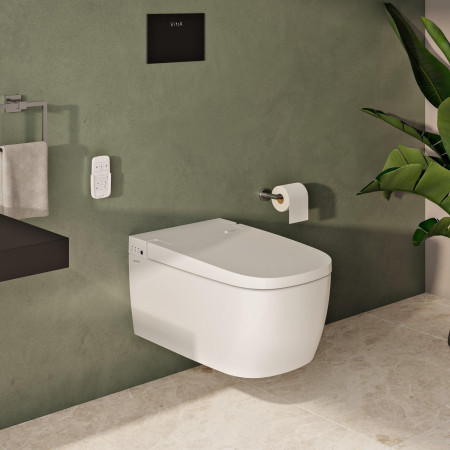 A44887 VitrA Origin Chrome Wall Mounted Toilet Roll Holder with a Wall Hung Pan