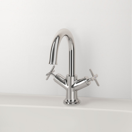 A42884 VitrA Origin Classic Chrome Basin Mixer with Cross Handles Lifestyle