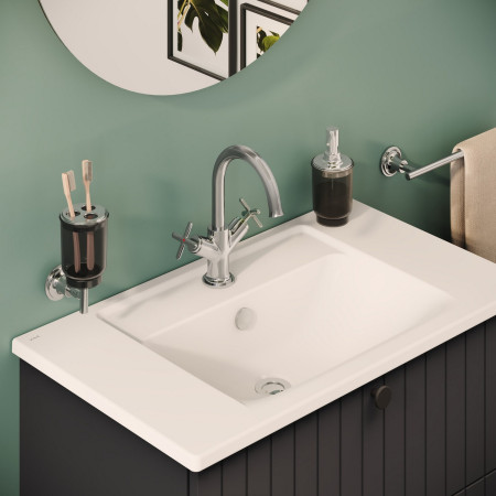 A42884 VitrA Origin Classic Chrome Basin Mixer with Cross Handles Vanity Unit Setting