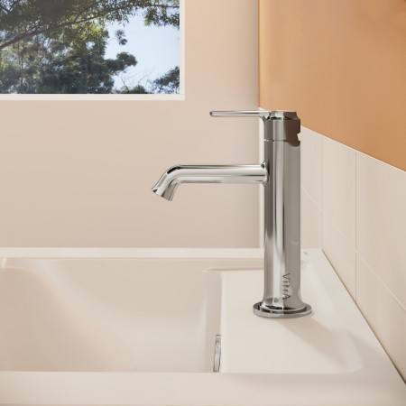A42880 VitrA Origin Classic Chrome Basin Mixer with Top Handle Side View