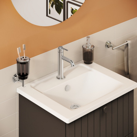 A42880 VitrA Origin Classic Chrome Basin Mixer with Top Handle Vanity Unit Setting