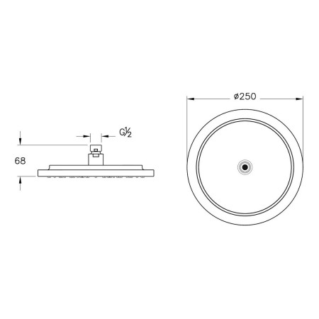 A4579436 VitrA Origin Classic Matt Black Round 250mm Fixed Shower Head Dimensions