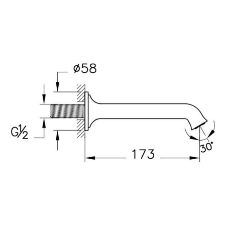 A42899 VitrA Origin Classic Chrome Wall Mounted Bath Spout Dimensions