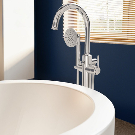 A42898 VitrA Origin Classic Freestanding Bath Shower Mixer in Chrome Lifestyle