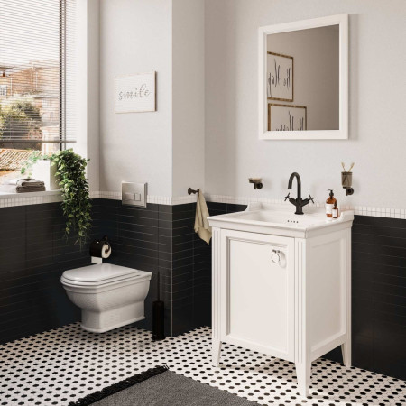 A4288436 VitrA Origin Classic Matt Black Basin Mixer with Cross Handles Bathroom Setting