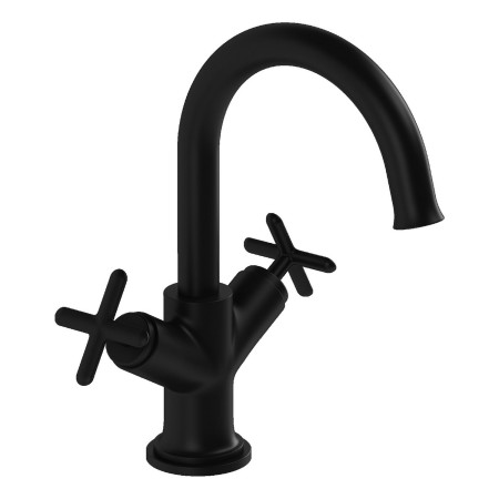 VitrA Origin Classic Matt Black Basin Mixer with Cross Handles