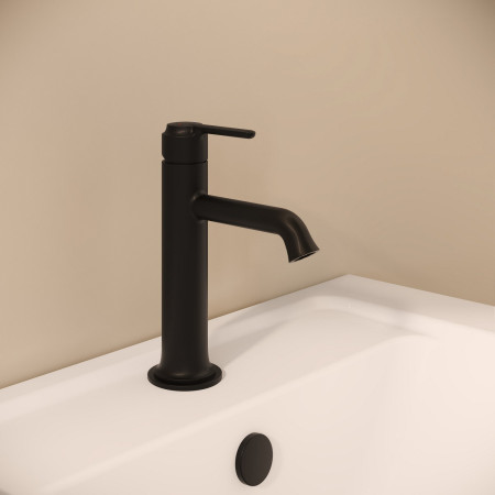 A4288036 VitrA Origin Classic Matt Black Basin Mixer with Top Handle Lifestyle