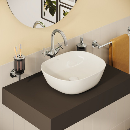 A42886 VitrA Origin Classic Tall Basin Mixer in Chrome Bathroom Setting