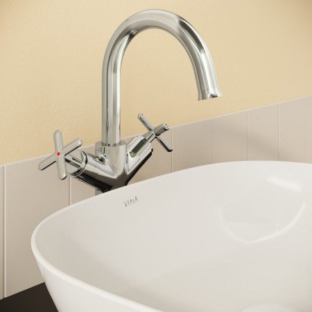 A42886 VitrA Origin Classic Tall Basin Mixer in Chrome Lifestyle