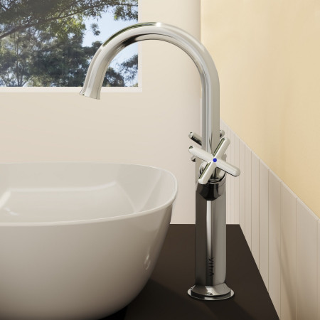 A42886 VitrA Origin Classic Tall Basin Mixer in Chrome Side View