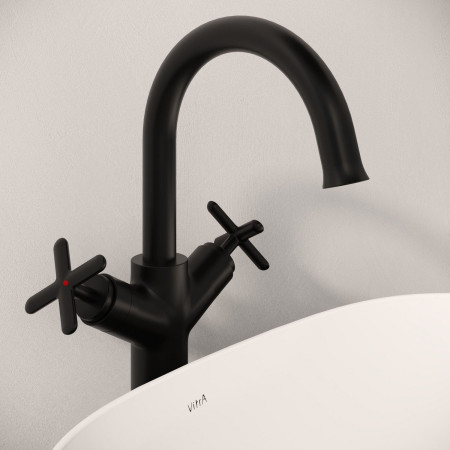 A4288636 VitrA Origin Classic Tall Basin Mixer in Matt Black Lifestyle