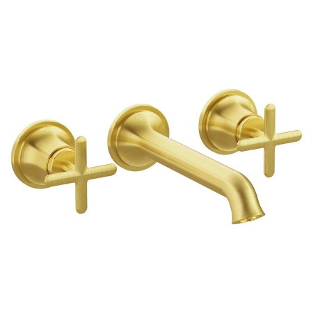 VitrA Origin Classic Wall Mounted 3TH Basin Mixer in Brushed Gold