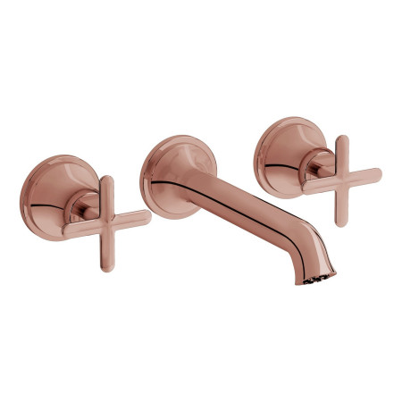VitrA Origin Classic Wall Mounted 3TH Basin Mixer in Soft Copper