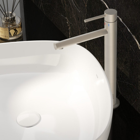 A4255834VUK VitrA Origin Extended Height Tall Basin Mixer in Brushed Nickel Lifestyle