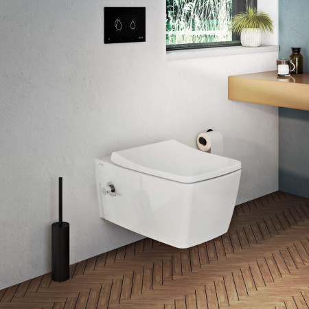 A4489336 VitrA Origin Matt Black Freestanding Toilet Brush Holder Lifestyle