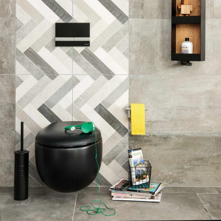 A4489336 VitrA Origin Matt Black Freestanding Toilet Brush Holder with Wall Hung WC Pan
