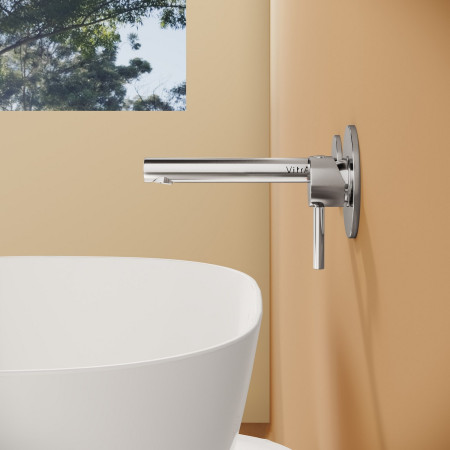 A42581/A42230 VitrA Origin Wall Mounted 2TH Basin Mixer in Chrome Side View