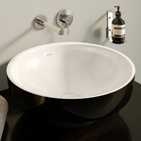 A42581/A42230 VitrA Origin Wall Mounted 2TH Basin Mixer in Chrome Bathroom Setting
