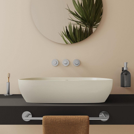 7993B066-0016 VitrA Outline 630mm Recycled Countertop Basin in Matt Taupe Lifestyle