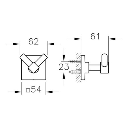 A44801 VitrA Root Chrome Bathroom Hook Dimensions