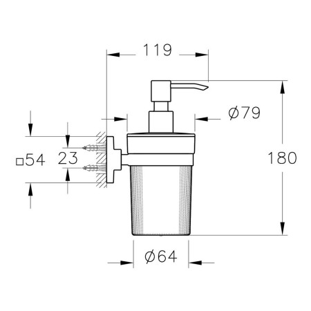 A44807 VitrA Root Chrome Wall Mounted Soap Dispenser Dimensions