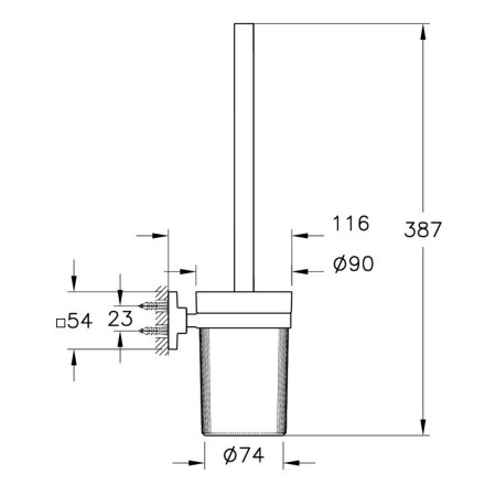 A4481136 VitrA Root Matt Black Wall Mounted Toilet Brush Holder Dimensions