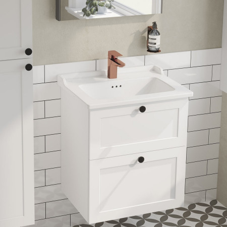 68468 VitrA Root Classic 600mm Matt White Wall Hung Vanity Unit and Basin Lifestyle