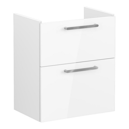 VitrA Root Flat 600mm Gloss White Wall Hung Two Drawer Slim Vanity Unit and Basin