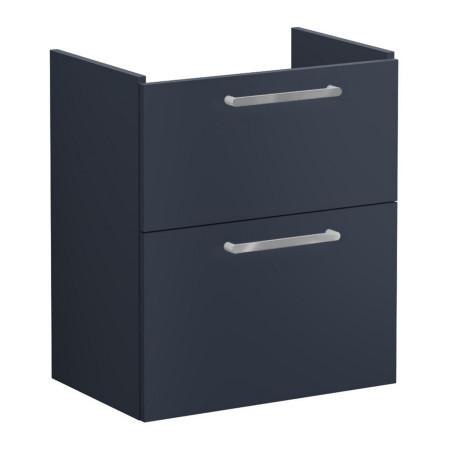 VitrA Root Flat 600mm Matt Dark Blue Wall Hung Two Drawer Slim Vanity Unit and Basin