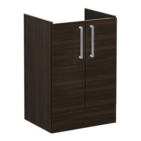 VitrA Root Flat 600mm Walnut Freestanding Two Door Vanity Unit and Basin