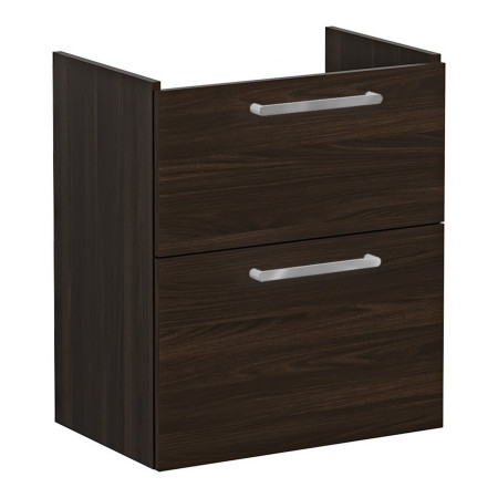 VitrA Root Flat 600mm Walnut Wall Hung Two Drawer Slim Vanity Unit and Basin