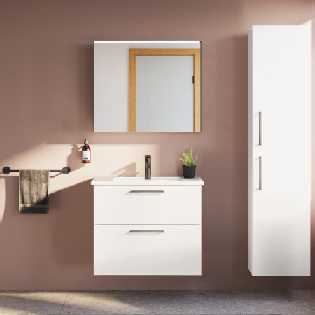 67952 VitrA Root Flat 800mm Gloss White Wall Hung Two Drawer Vanity Unit and Basin Lifestyle