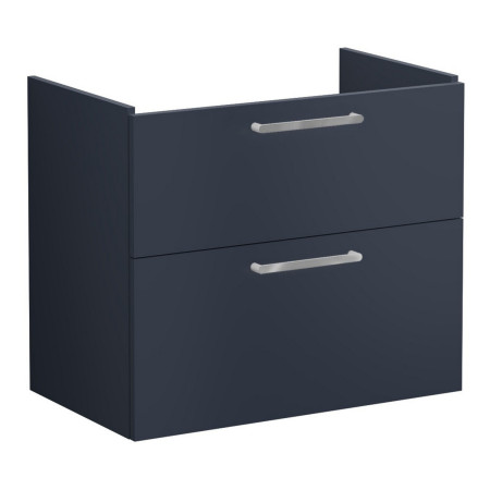 VitrA Root Flat 800mm Matt Dark Blue Wall Hung Two Drawer Vanity Unit and Basin