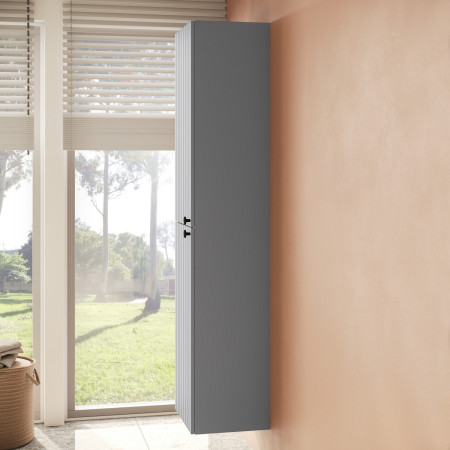 69088 VitrA Root Groove 420mm Matt Grey Wall Hung Tall Storage Unit Lifestyle