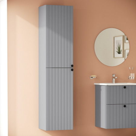 VitrA Root Groove 420mm Matt Grey Wall Hung Tall Storage Unit
