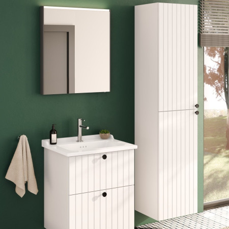 69086 VitrA Root Groove 420mm Matt White Wall Hung Tall Storage Unit with Wall Hung Vanity Unit