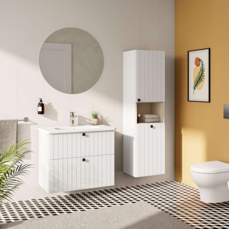 69051 VitrA Root Groove 800mm Matt White Wall Hung Vanity Unit and Basin Lifestyle