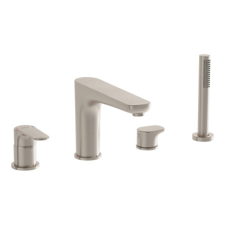 VitrA Root Round Brushed Nickel 4TH Bath Shower Mixer