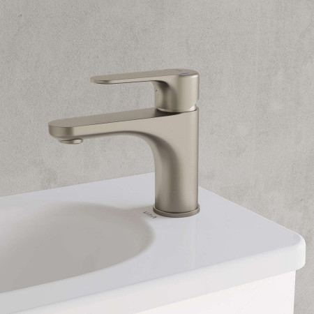 A4270534VUK VitrA Root Round Brushed Nickel Mini Basin Mixer Lifestyle