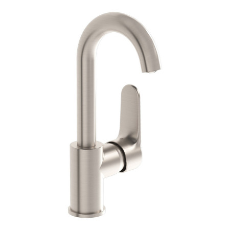 VitrA Root Round Brushed Nickel Swivel Spout Basin Mixer